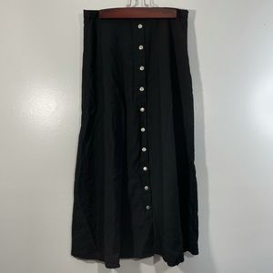 Mango MNG Black Maxi Long Skirt Size 10 Button